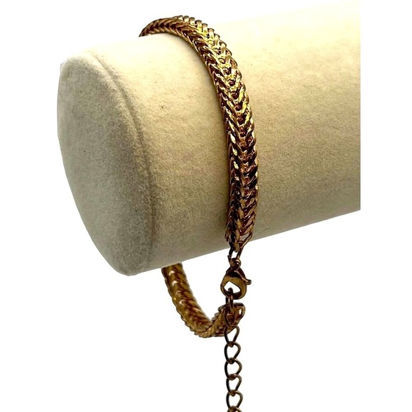 Vintage Gold Chain Necklace & Bracelet Set With Dangling Beads.  A6 - Picture 11 of 12